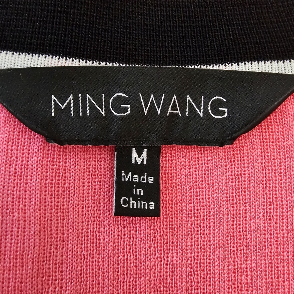 Ming Wang Two Piece Pink/Black Ribbed Knit Cardigan and Tank Dopamine Set M/L - Picture 8 of 10